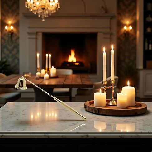 أداة شمع الفتيل المعدنية الذهبية مع ملحقات أكمام الشموع بمقبض طويل in Kuwait