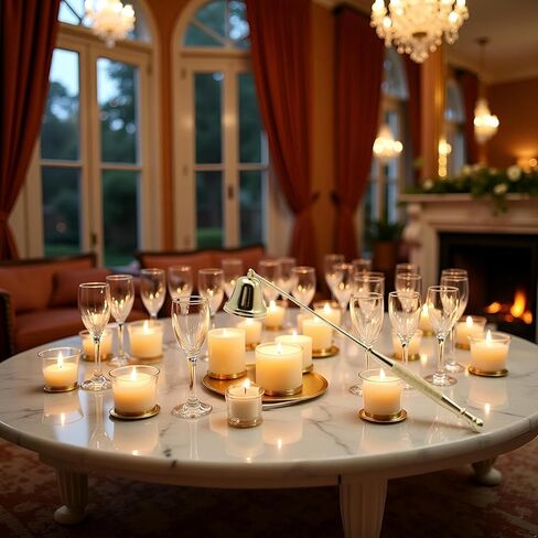 أداة شمع الفتيل المعدنية الذهبية مع ملحقات أكمام الشموع بمقبض طويل in Kuwait