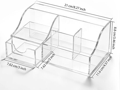 HBlife Acrylic Desk Organizer with 6 Compartments, Pen & Pencil Holder, Clear Multifunctional Desktop Caddy for Office Supply and Organization in Saudi Arabia