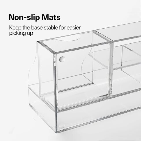 HBlife Acrylic Desk Organizer with 6 Compartments, Pen & Pencil Holder, Clear Multifunctional Desktop Caddy for Office Supply and Organization in Saudi Arabia