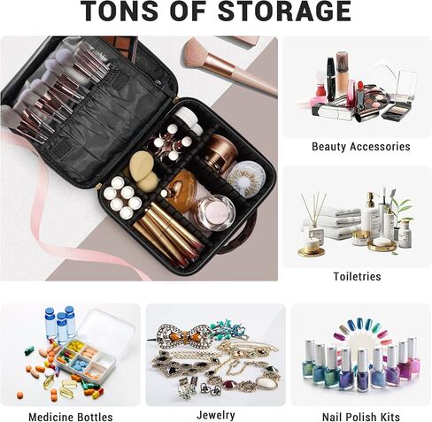 Checkered Makeup Bag, Portable Makeup Bag with Adjustable Partition, Cosmetic Bags for Women Toiletry Travel Organizer Portable Make Up Bags for Christmas Birthday Gifts in Saudi Arabia