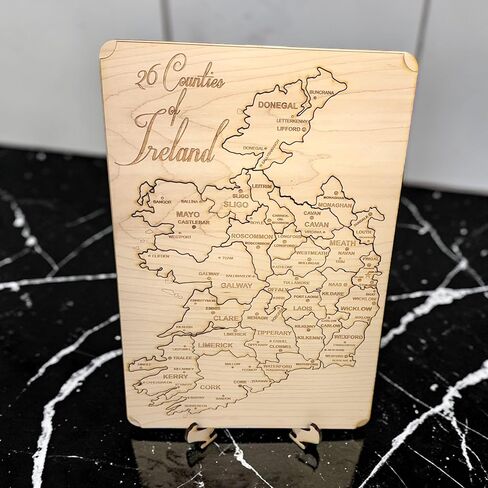 26 Counties of Ireland Puzzle Map - Art Kit - Raw Wood 18x12 Inches - with Stand in Saudi Arabia