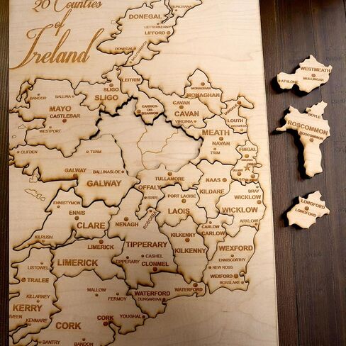 26 Counties of Ireland Puzzle Map - Art Kit - Raw Wood 18x12 Inches - with Stand in Saudi Arabia