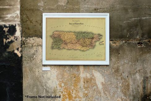 خرائط Antiguos Topografico de la Isla de Puerto Rico حوالي عام 1886 | ديكور حائط عتيق | ملصق طباعة فنية | مقاس 24 × 36 بوصة (610 × 915 ملم) in Kuwait