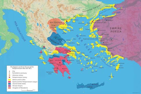 4"x6" Poster, Map of Ancient Greece, Peloponnesian War, Athens and Delian League (yellow) at thePeloponnesian War around 431 BC - Gallery Print in Saudi Arabia
