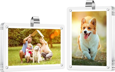 Car Picture Holder Acrylic Magnetic Photo Frame, Car Visor Photo Clip for Horizontal and Vertical Display, Car Picture Frame for 3 Inch Photo, Personalized Photo Gifts for Women, Men, Couples, Family(2) in Kuwait