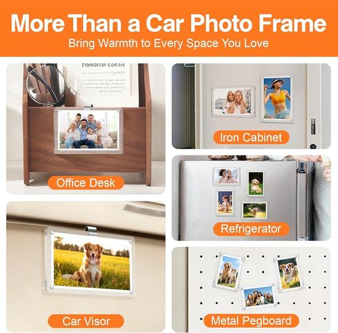 Car Picture Holder Acrylic Magnetic Photo Frame, Car Visor Photo Clip for Horizontal and Vertical Display, Car Picture Frame for 3 Inch Photo, Personalized Photo Gifts for Women, Men, Couples, Family(2) in Kuwait