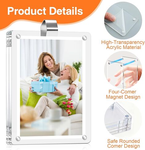 Car Picture Holder Acrylic Magnetic Photo Frame, Car Visor Photo Clip for Horizontal and Vertical Display, Car Picture Frame for 3 Inch Photo, Personalized Photo Gifts for Women, Men, Couples, Family(2) in Kuwait