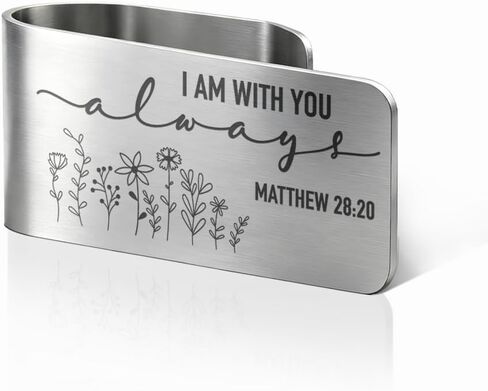 PULEXHO I Am with You Always Car Visor Clip, 2.4"x1.1" Engraved Stainless Steel Christian Visor Clips for Cars, Matthew 28:20 Religious Car Accessories, Christian Gifts for New Drivers Daughter Son in Saudi Arabia
