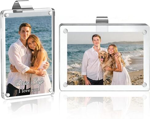 BEXOA Personalized Photo Car Visor Clip, Custom Magnetic Acrylic Car Visor with Picture and Text, Drive Safe I Love You Gift for Dad, Mom, Husband, Wife, Boyfriend, Girlfriend (Magnetic) in Saudi Arabia