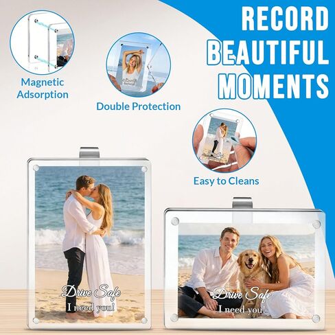 BEXOA Personalized Photo Car Visor Clip, Custom Magnetic Acrylic Car Visor with Picture and Text, Drive Safe I Love You Gift for Dad, Mom, Husband, Wife, Boyfriend, Girlfriend (Magnetic) in Saudi Arabia