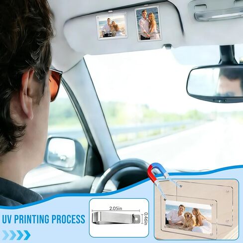 BEXOA Personalized Photo Car Visor Clip, Custom Magnetic Acrylic Car Visor with Picture and Text, Drive Safe I Love You Gift for Dad, Mom, Husband, Wife, Boyfriend, Girlfriend (Magnetic) in Saudi Arabia