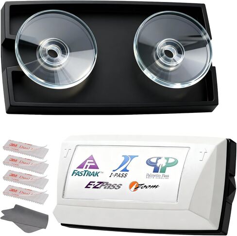 EZ Pass Holder for Windshield -Toll Pass Transponder for Most US States - Easy to Install and Remove - with Suction Cup & UV-Protective (Black US Flag) in Saudi Arabia