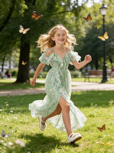 Floral Embroidered Tulle Flower Girl Dress Off Shoulder Junior Bridesmaid Dresses with Slit V-Neck Formal Dresses in Saudi Arabia