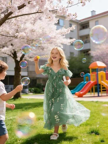 Floral Embroidered Tulle Flower Girl Dress Off Shoulder Junior Bridesmaid Dresses with Slit V-Neck Formal Dresses in Saudi Arabia