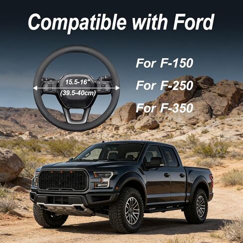 غطاء عجلة القيادة لسيارة Ford F150 F250 F350، غطاء عجلة قيادة السيارة مقاس 15.5 بوصة - 16 بوصة مع مانع للانزلاق قابل للتنفس (أسود) in Kuwait