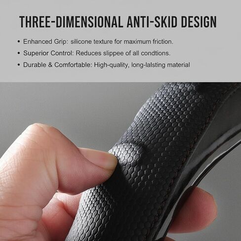Heavy Duty Truck Steering Wheel Cover 17.5-18 Inch, Carbon Fiber with Anti-Slip Grip, X-Large Wheel Protector for Commercial Semi-Trucks, Buses and RVs (Brown/Black) in Saudi Arabia