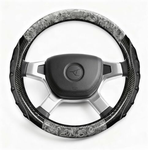 Heavy Duty Truck Steering Wheel Cover 17.5-18 Inch, Carbon Fiber with Anti-Slip Grip, X-Large Wheel Protector for Commercial Semi-Trucks, Buses and RVs (Brown/Black) in Saudi Arabia