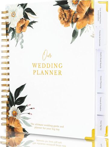 كتاب ومنظم حفلات الزفاف الفاخر من تايمليس - كتاب تخطيط الزفاف، تذكار شامل وموثق العد التنازلي، هدية خطوبة مثالية للنساء، 27.94 سم × 22.86 سم (زهرة برية) in Kuwait