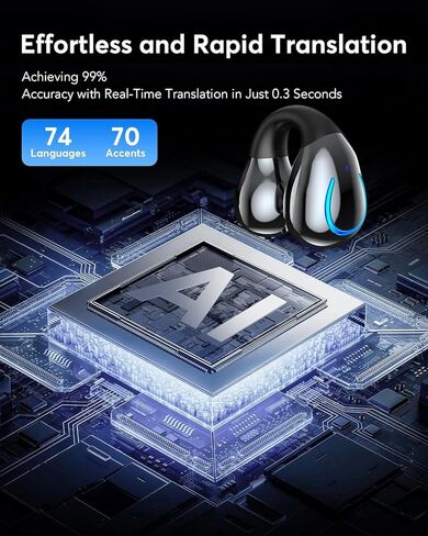 AI ترجمة سماعات الأذن في الوقت الحقيقي 144 لغة 60H وقت اللعب مترجم سماعات الأذن Audifonos Traductores Inglés Español سماعات لاسلكية سماعات بلوتوث للسفر اجتماع العمل in Kuwait