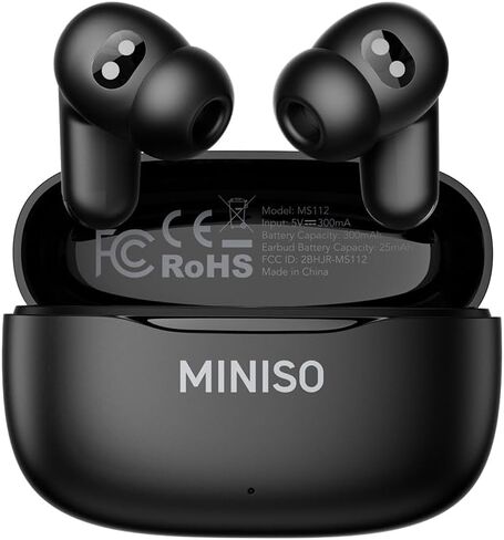 MINISO MS112 AI Translation Earbuds Real Time, 135 Language Translator Earbuds, Heart Rate Sensing Audifonos Traductores Inglés Español, 4-in-1 Translating Bluetooth Headphones for Travel Black in Saudi Arabia