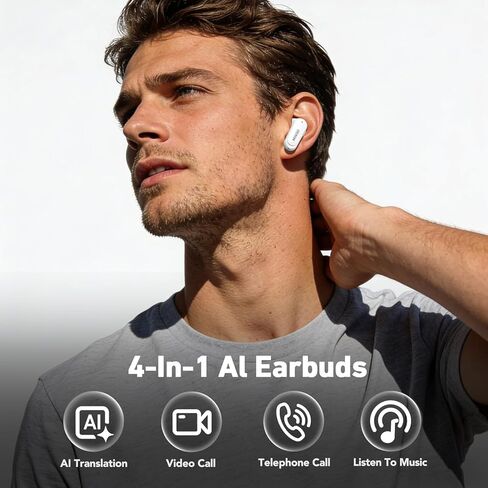 MINISO MS112 AI Translation Earbuds Real Time, 135 Language Translator Earbuds, Heart Rate Sensing Audifonos Traductores Inglés Español, 4-in-1 Translating Bluetooth Headphones for Travel Black in Saudi Arabia