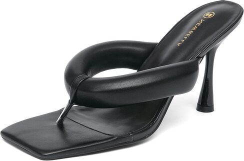 NEWBELLA Women's Thong Heeled Sandals Open Square Toe Kitten Heel Sandals Comfort Casual Dress Summer Shoes in Saudi Arabia