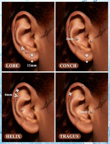 20G 18G 16G Threadless Flat Back Earrings Nose Studs 316L Surgical Steel Tragus Forward Helix Conch Cartilage Lobe Earrings Stud Medusa Labret Monroe Lip Ring Piercing Jewelry For Women Men in Saudi Arabia