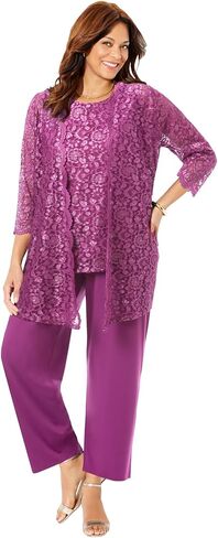 Women's Plus Size Luna Lace 3-Piece Pant Suit in Saudi Arabia