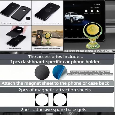 Magnetic Phone Holder for Car, Super Strong Magnet & All-Metal Anti-Shake Base, 360 Adjustable Car Phone Mount for Dashboard & Any Flat Surface, Universal Fit for iPhone and All Cell Phones in Saudi Arabia