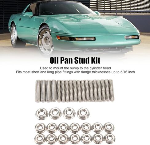 Oil Pan Stud Kit, Engine 304 Stainless Steel AntiImpact Polished Oil Pan Replacement Studs for SBC 283 327 Engines in Saudi Arabia