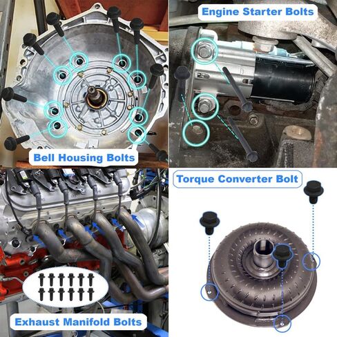 Bolts and Nuts Kit,With Exhaust Manifold Torque Converter Engine Starter Transmission Pan Oil Pan Bell Housing bolts Assortment Set for Automotive Replacement Parts in Saudi Arabia