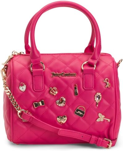 Juicy Couture Girl Only Quilted Satchel Handbag with Charm Detail, Convertible Crossbody, 10.25in W x 8in H in Saudi Arabia