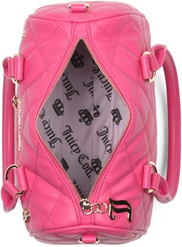 Juicy Couture Girl Only Quilted Satchel Handbag with Charm Detail, Convertible Crossbody, 10.25in W x 8in H in Saudi Arabia