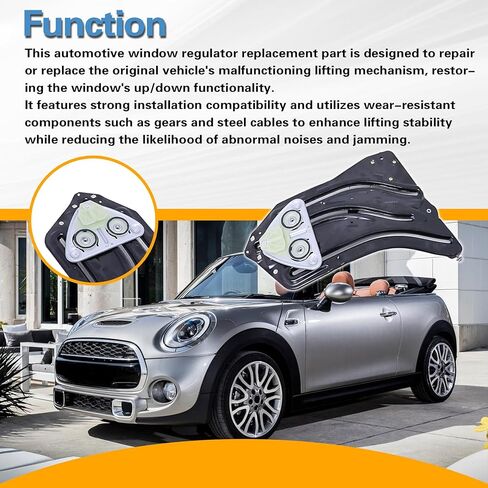 1.6L Rear Passenger Side Window Regulator, Fit for Mini Cooper Chassis R52 2005-2008, Chassis R57 2009-2015, Replace 51377111018 51-37-7-111-018 in Saudi Arabia