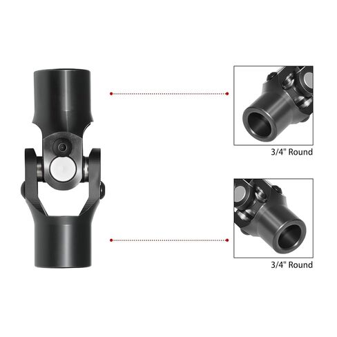 3/4" Round x 3/4" Smooth Round Black Single Universal U Joint for Steering Shaft, Total Length : 96mm (3-3/4") in Saudi Arabia