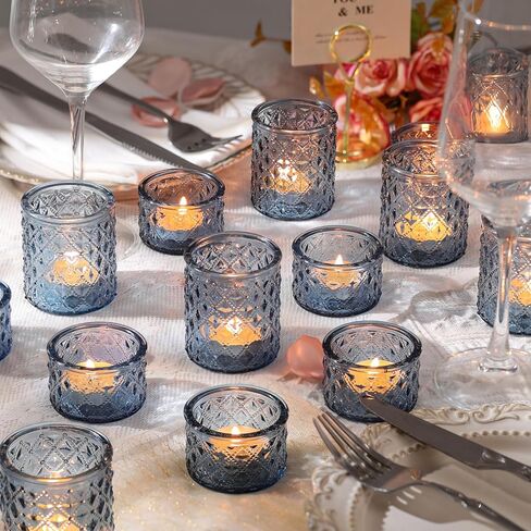 مجموعة متنوعة من حوامل الشموع النذرية المكونة من 24 قطعة، حامل شموع من الزجاج الشفاف بكميات كبيرة، حوامل مصابيح الشاي لتزيين طاولة الزفاف، ديكور الحفلات والمنزل، تناسب المصابيح القياسية وأضواء الشاي in Kuwait