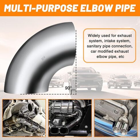 4 Inch 90 Degree SS304 Stainless Steel Bend Tube Exhaust Elbow Pipe 1.35mm Thickness for Car Customized Modified Exhaust System-Pack of 1 in Saudi Arabia