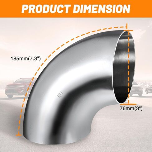 4 Inch 90 Degree SS304 Stainless Steel Bend Tube Exhaust Elbow Pipe 1.35mm Thickness for Car Customized Modified Exhaust System-Pack of 1 in Saudi Arabia