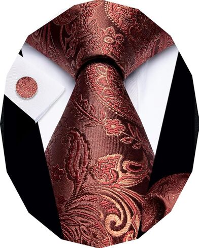 Paisley Tie Sets Floral Necktie Handkerchief Cufflinks Set Silk Woven Ties Business Wedding Party in Kuwait