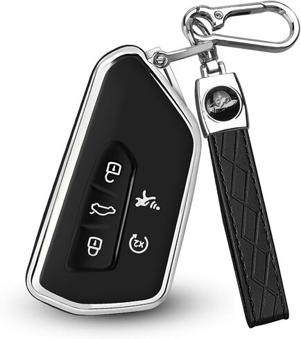 FT FUNTOR Key Fob Cover for Volkswagen,Soft TPU Full Protection Case Compatibale With VW Golf GTI Atlas Skoda Octavia ID3 ID4 MK8 (Black, 5 Buttons) in Saudi Arabia