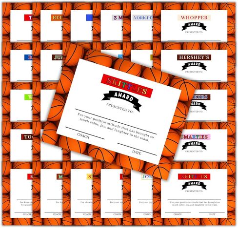 Basketball Team Candy Bar Themed Awards 30pk 8.5x11" Unique Achievement Superlatives MVP Junior Kat End of Season Team Spirit in Saudi Arabia