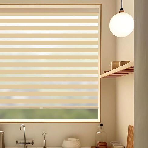 Cordless Zebra Blinds, Navy Custom Size, Dual Layer Roller Shades Inside Outside Light Control for Door Window in Saudi Arabia