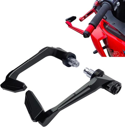 استبدال واقيات فرامل الفرامل للدراجة النارية Ninja 500 400 300 250R ZX6R ZX10R ZX4RR ZX14R، واقي المقود الألومنيوم CNC العالمي لشريط مجوف 13-22 مم أو خيط M8 (أسود) in Kuwait