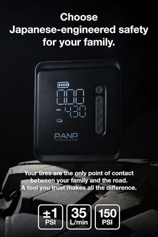 PANP RIDE PRO Tire Inflator Portable Air Compressor, 150PSI & 7800mAh Cordless, Air Pump for Car Tires - Fast Inflation, Inflates 11 Tires per Charge, 12V DC Dual Power for Car SUV Motorcycle in Saudi Arabia