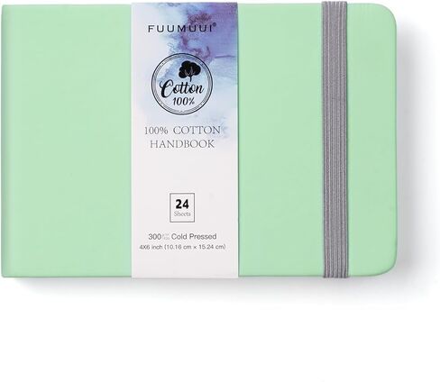 Fuumuui 100% Cotton Watercolor Travel Journal - 22 Sheets 5.5x8.5-inch Cold Pressed Watercolor Paper - 140LB/300GSM Watercolor Journal for Watercolor Gouache Ink in Kuwait