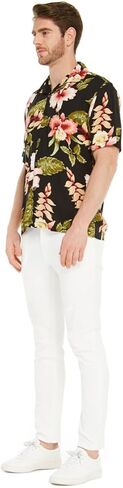 Matchable Hawaiian Luau Father Daughter Men Shirt Girl Round Neck Dress in Rafelsia Black in Saudi Arabia