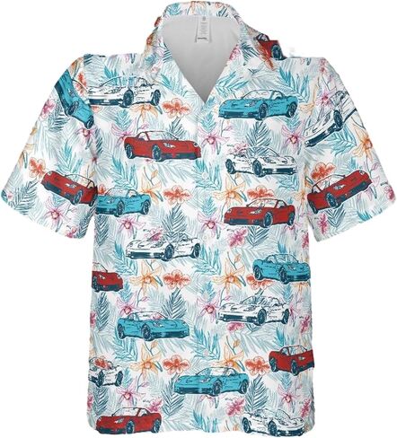 Sunbelt Gifts C6 Corvette Men's Multicolor Short Sleeve Front Button Hawaiian Style Shirt in Saudi Arabia