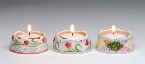 Fine Ceramic Spring Easter Tulip Flowers Design Tea Light Candle Holders Set of 3, 2.5" L in Saudi Arabia