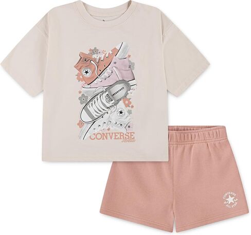 Converse Girls' Graphic T-Shirt and Fleece Shorts 2-Piece Set in Saudi Arabia
